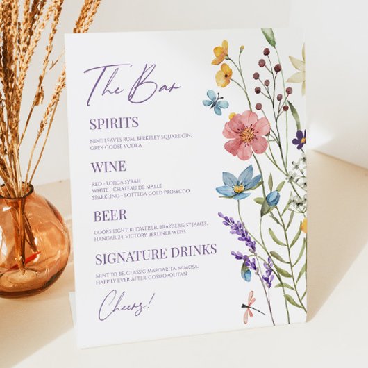 Signe De Table Fleur sauvage Fleur Fleur Florale Mariage Bar