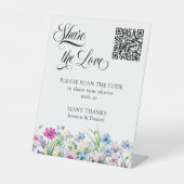 Signe De Table Fleur sauvage Garden Floral Mariage Photo QR Code (Recto)