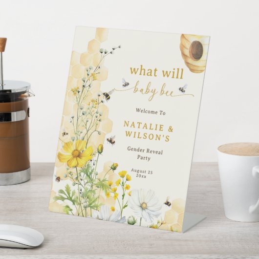 Signe De Table Fleur sauvage Honeypeb Bee Genre Révélation Bienve (In SItu)