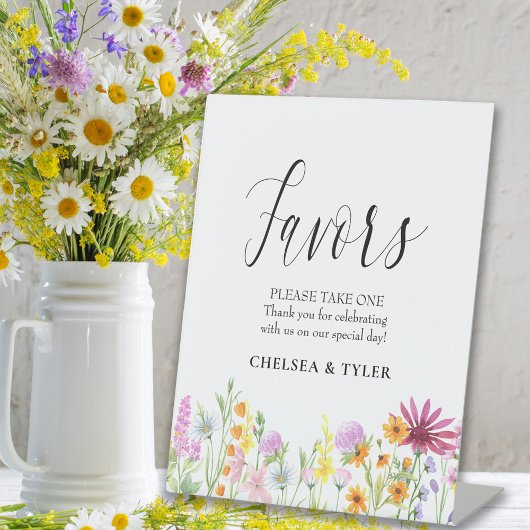 Signe De Table Fleur sauvage Meadow Wedding Faveurs Signal Pedest