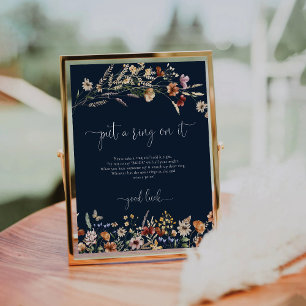 Signe De Table Fleur sauvage Minuscule Bleu Marine Placer Une Bag
