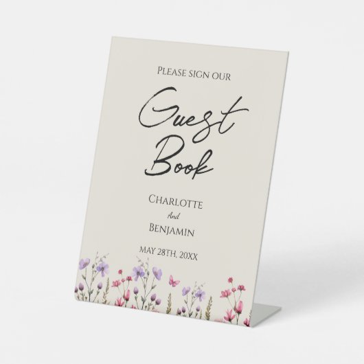 Signe De Table Fleur sauvage moderne Beige Mariage  Guides du liv (Recto)