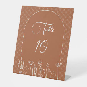 Signe De Table Fleur sauvage orange brûlé Mariage d'arc de Bohême
