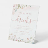 Signe De Table Fleur sauvage rose rustique Mariage Signature Bois (Recto)