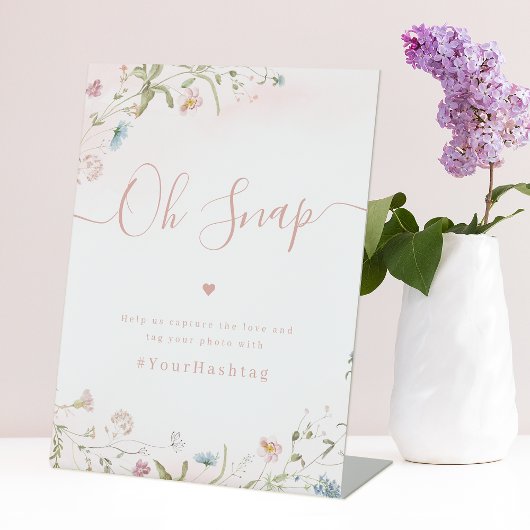 Signe De Table Fleur sauvage rose script Mariage rustique Oh Snap