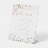 Signe De Table Fleur sauvage rose script rustique Barre Menu (Recto)