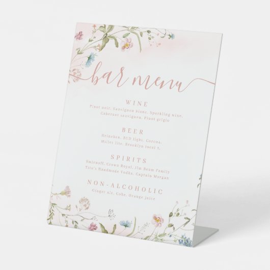 Signe De Table Fleur sauvage rose script rustique Barre Menu (Recto)