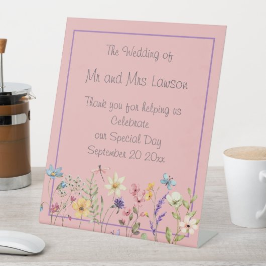 Signe De Table Fleur sauvage rustique Boho Dusty Mariage rose (In SItu)