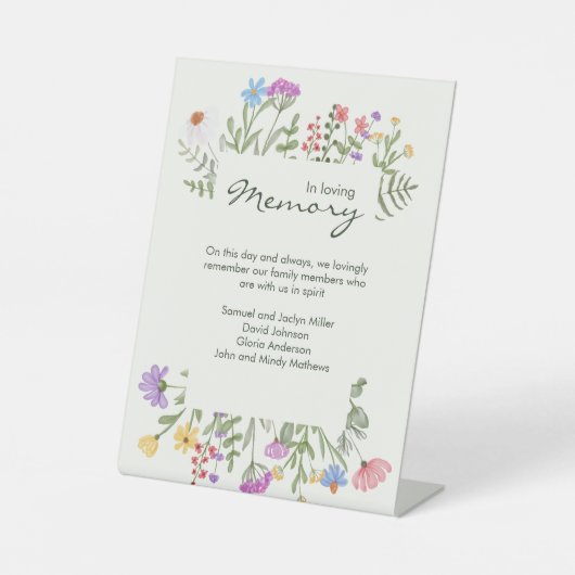 Signe De Table Fleur sauvage Rustique Moderne En Mariage Memoriam (Recto)