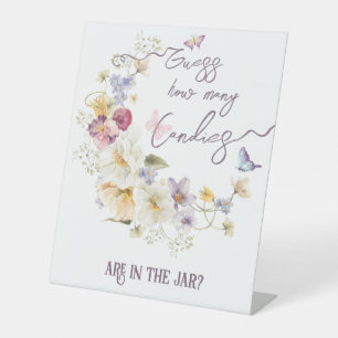 Signe De Table Fleur sauvage rustique violet Baby shower Guess Je