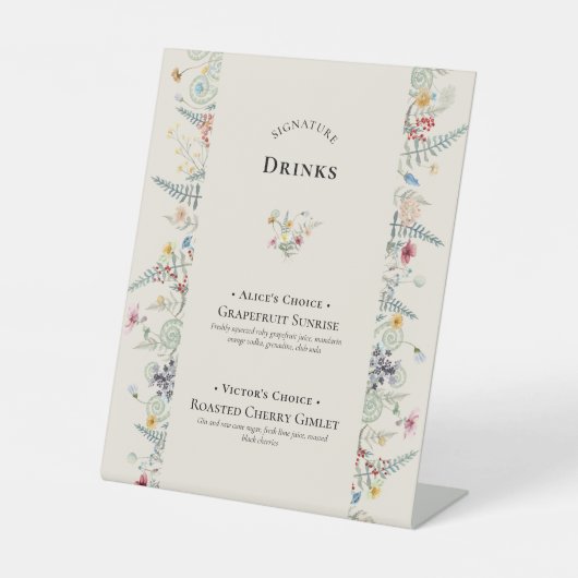 Signe De Table Fleur sauvage simple Fern Mariage Signature Boisso (Recto)
