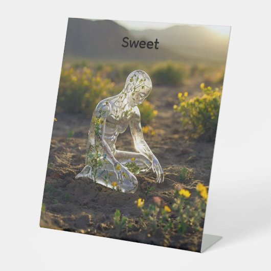 Signe De Table Fleur verte et jaune et homme (Recto)