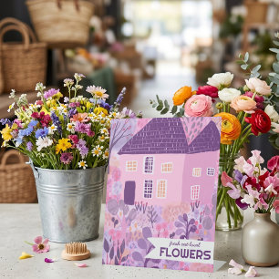Signe De Table Fleuriste Étal de Fleurs Jardin Cultivé Aquarelle