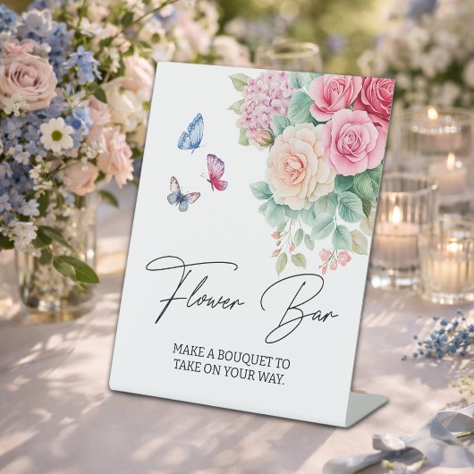 Signe De Table Fleurs Bar Bloom Papillons Shower de Mariage 