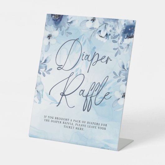 Signe De Table Fleurs Bleues Baby shower Déchets Raffle (Recto)