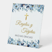 Signe De Table Fleurs bleues mignonnes en première communion espa (Recto)