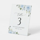 Signe De Table Fleurs bleues poussiéreuses, Verdure, Boho, Numéro (Recto)