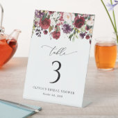 Signe De Table Fleurs Bourgognes, Fleurs Roses, Numéros De Table (In SItu)