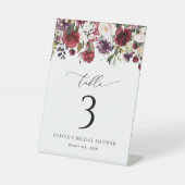 Signe De Table Fleurs Bourgognes, Fleurs Roses, Numéros De Table  (Recto)