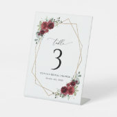 Signe De Table Fleurs Bourgognes, Fleurs Rouges, Numéros De Table (Recto)