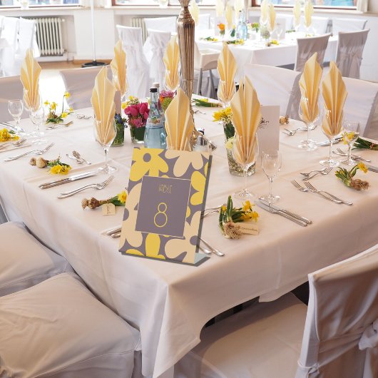 Signe De Table Fleurs Brown simples et modernes Mariage Numéro de