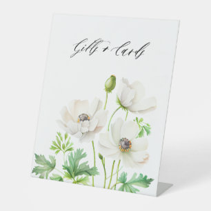 Signe De Table Fleurs d'anémones blanches cadeaux et cartes