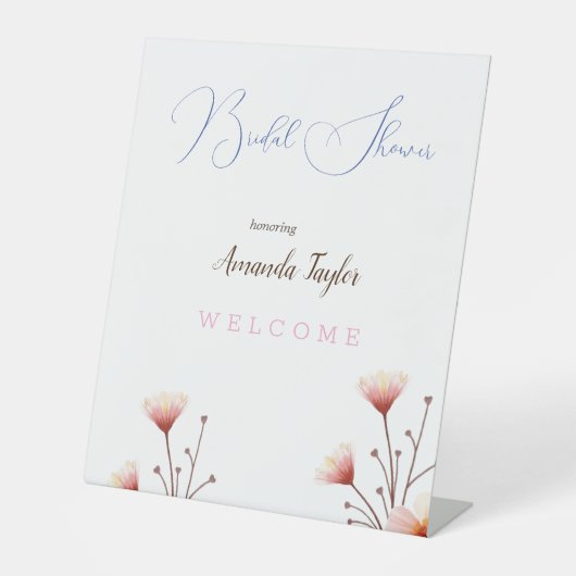 Signe De Table Fleurs d'aquarelle Fête des mariées minimale (Recto)