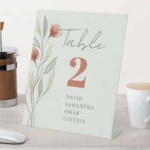 Signe De Table Fleurs d'aquarelle vert pastel