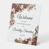 Signe De Table Fleurs d'automne 80e fête d'anniversaire Bienvenue (Recto)