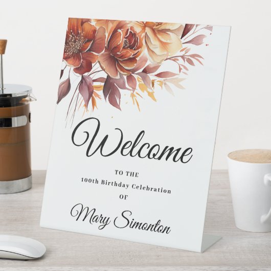 Signe De Table Fleurs d'automne en terre cuite 100e anniversaire (In SItu)