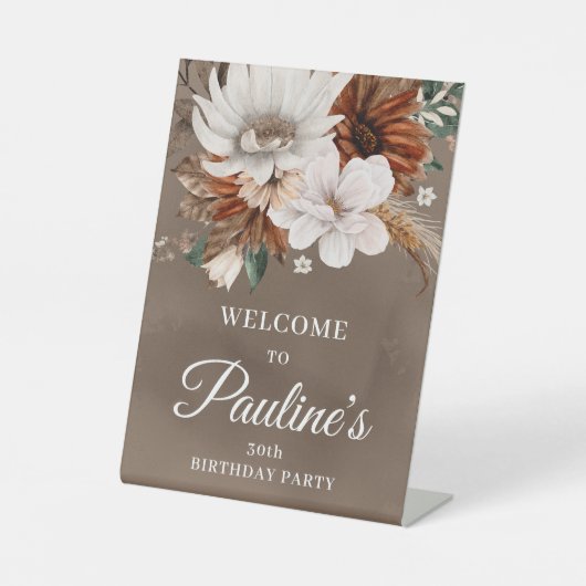 Signe De Table Fleurs d'automne neutres blanches 30e anniversaire (Recto)