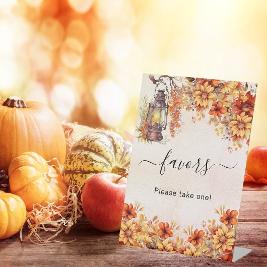 Signe De Table Fleurs d'automne orange faveur