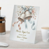 Signe De Table Fleurs de mariage cloches Rubans bleu rose Beau (In SItu)