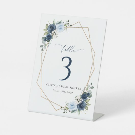 Signe De Table Fleurs de marine, Fleurs bleues, Boho, numéros de (Recto)