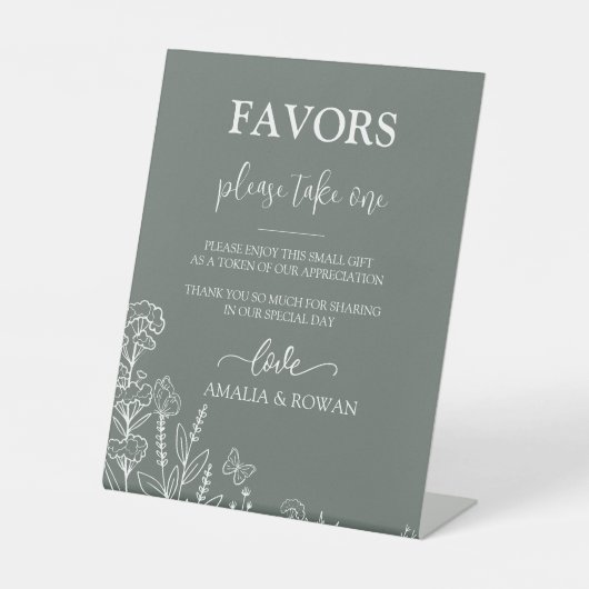 Signe De Table Fleurs de prairie privilégient le Mariage (Recto)