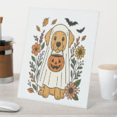 Signe De Table Fleurs de retriever doré Halloween (In SItu)