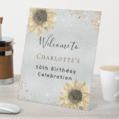 Signe De Table Fleurs de soleil d'anniversaire argent or parties (In SItu)