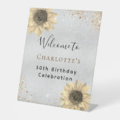 Signe De Table Fleurs de soleil d'anniversaire argent or parties (Recto)