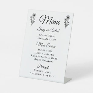 Signe De Table Fleurs de soleil rustiques Mariage noir blanc Flor
