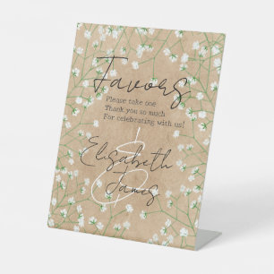 Signe De Table Fleurs de souffle du bébé rustique S'il vous plaît