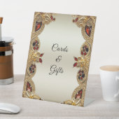 Signe De Table Fleurs d'or Plaques en pierre rouge (In SItu)