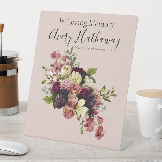 Signe De Table Fleurs douces Célébration de la vie (In SItu)