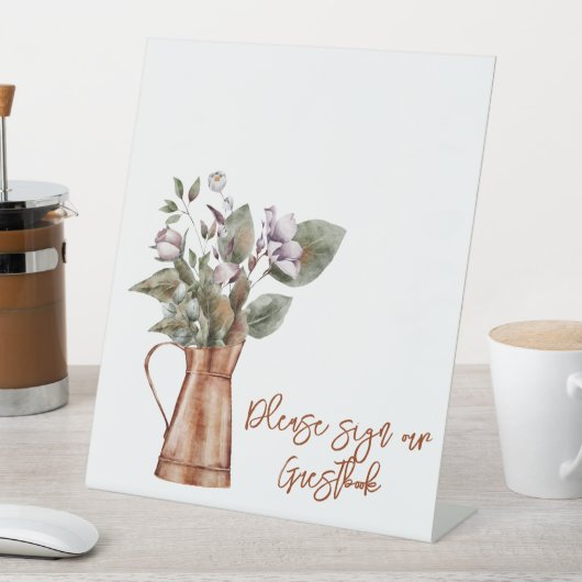 Signe De Table Fleurs En Pot Signer Notre Livre D'Invité (In SItu)
