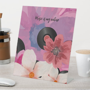 Signe De Table Fleurs et vinyle