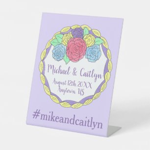 Signe De Table Fleurs florales Rose Fête des mariées Mariage Gâte