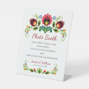 Signe De Table Fleurs folkloriques polonaises rouges