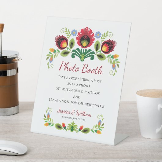 Signe De Table Fleurs folkloriques polonaises rouges (In SItu)