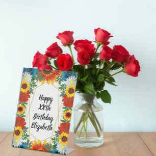 Signe De Table Fleurs géométriques d'été de jardin arrière