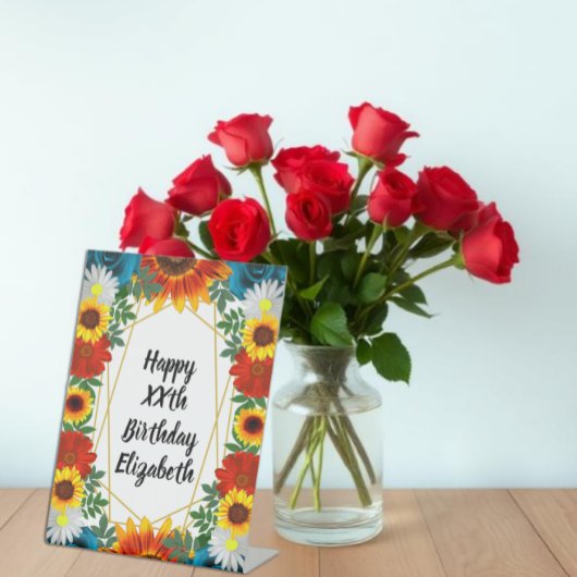 Signe De Table Fleurs géométriques d'été de jardin arrière