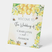 Signe De Table fleurs jaunes d'abeille mariage miel bienvenue (Recto)